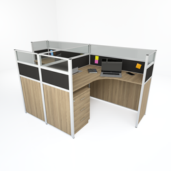 2 Shared L-shaped Office Desks - Side by Side