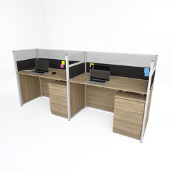 2 Shared Straight Office Desks - Side by Side
