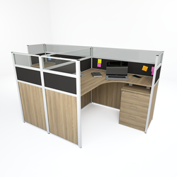 2 Shared L-shaped Office Desks - Face to Face