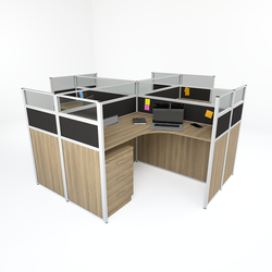 4 Shared L-shaped Office Desks