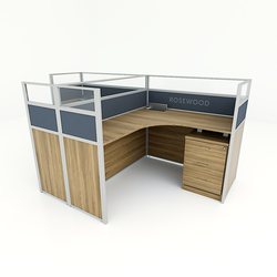 2 Shared L-shaped Office Desks - Face to Face