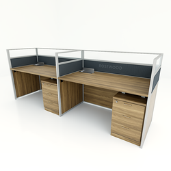 2 Shared Straight Office Desks - Side by Side